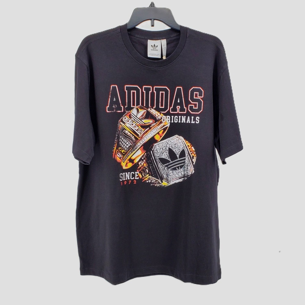 Adidas Originals Championship Graphic Tee Mens Size Large 100% Cotton Black New